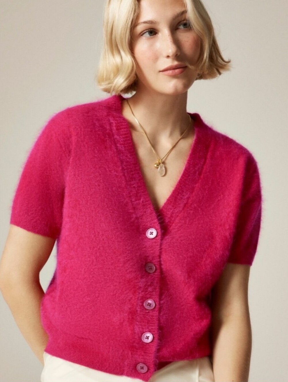 J. Crew Brushed Cashmere Short Sleeve Cardigan